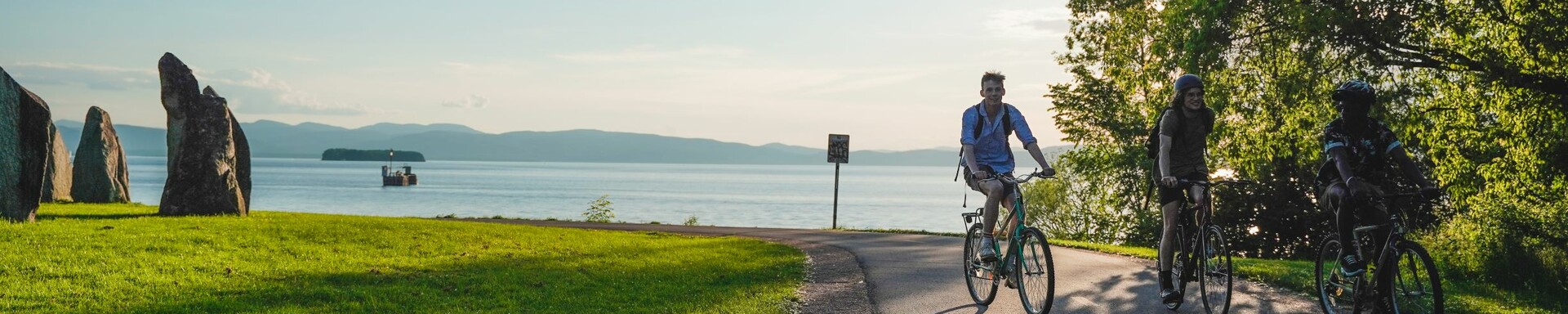 Afternoon photograph of bikers in South End
